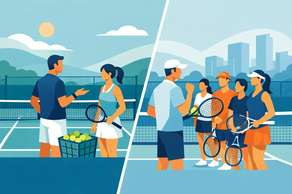 Private Tennis Lessons vs Group Clinics